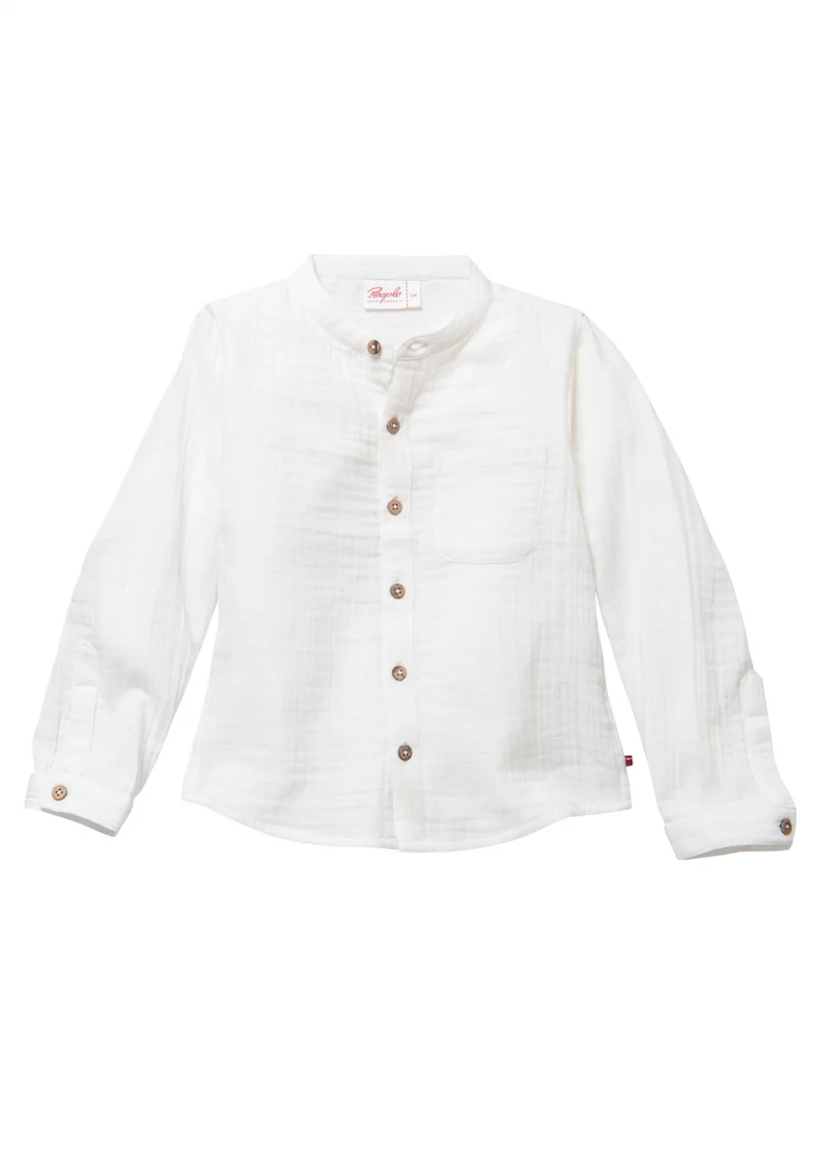 White muslin shirt for children in pure organic cotton
