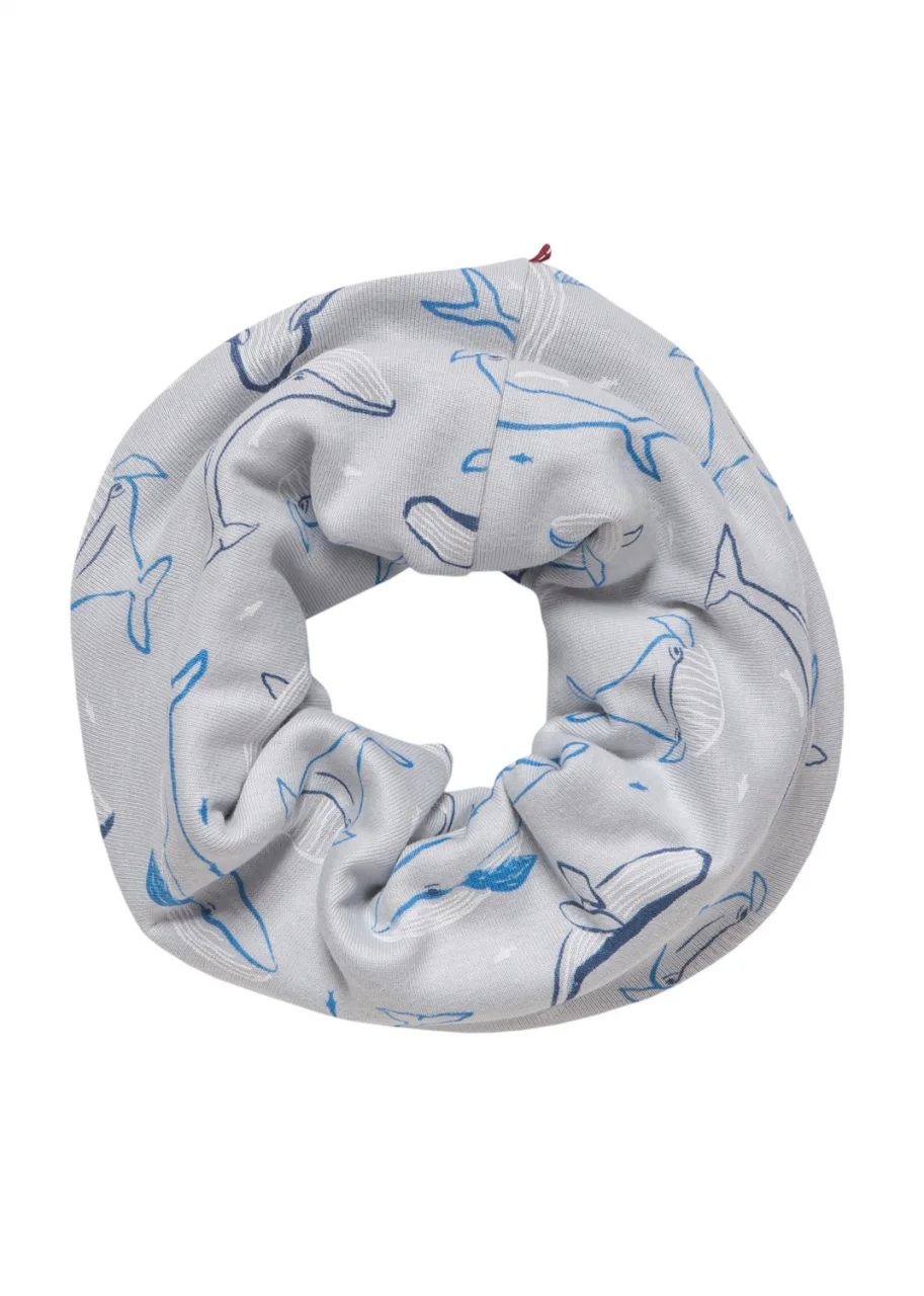 Whales reversible neck warmer for children in pure organic cotton