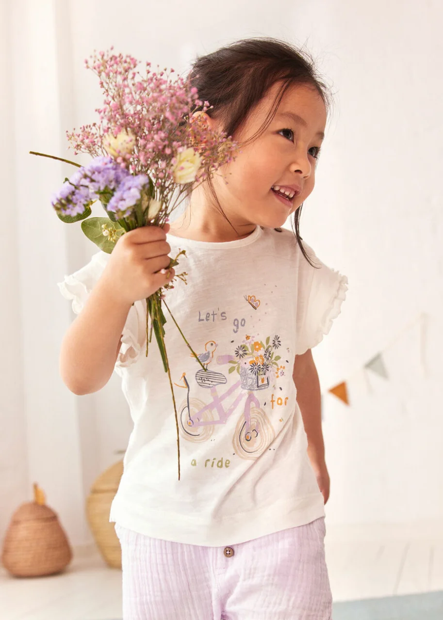 Girl's bicycle T-shirt in pure organic cotton