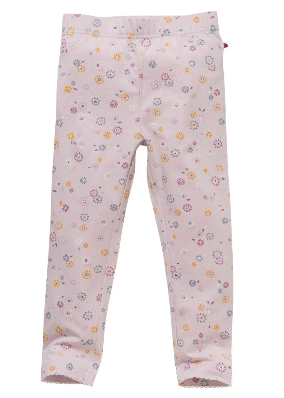 Flower leggings for girls in organic cotton - Lilac