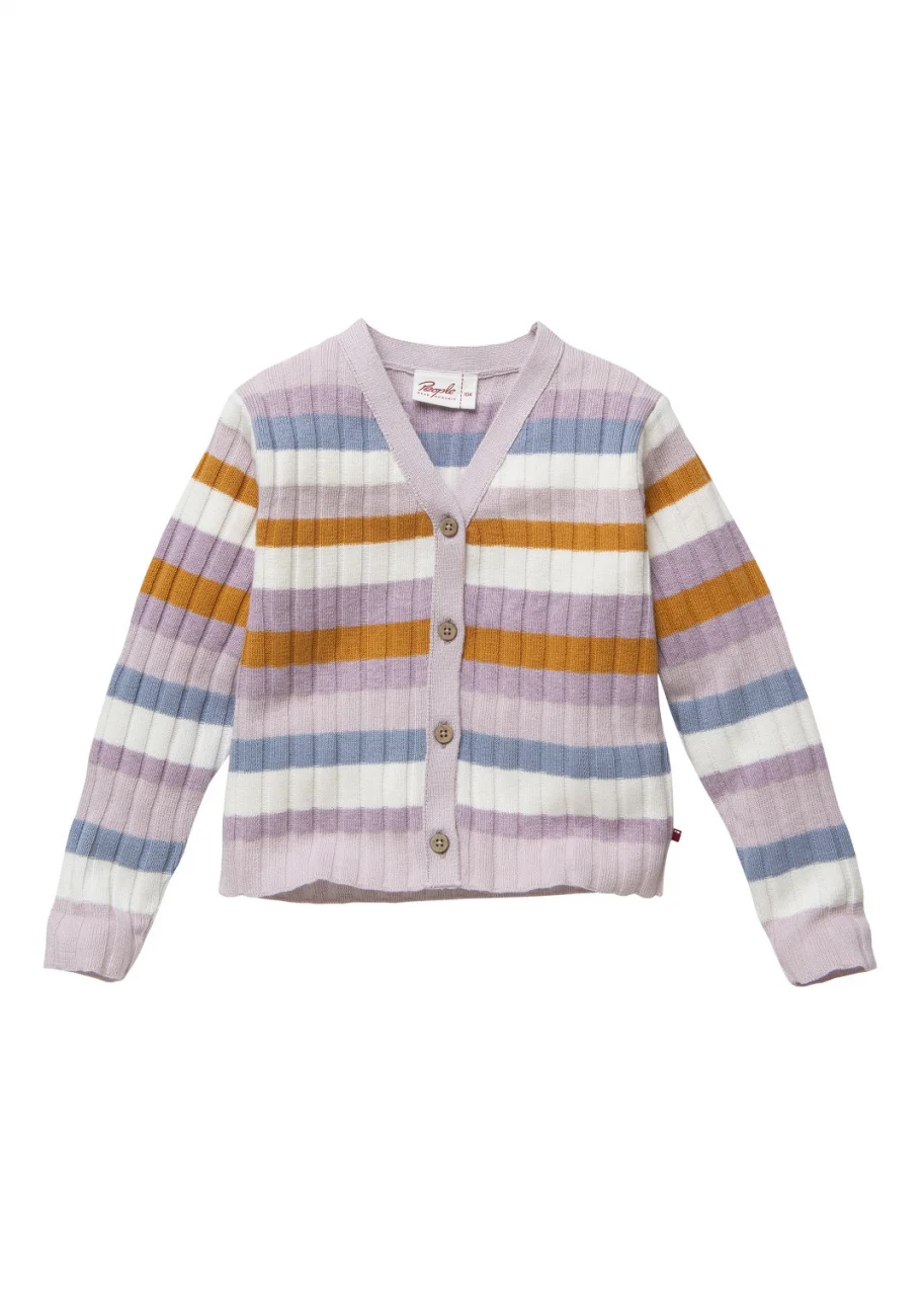 Stripe cardigan for girl in pure organic cotton
