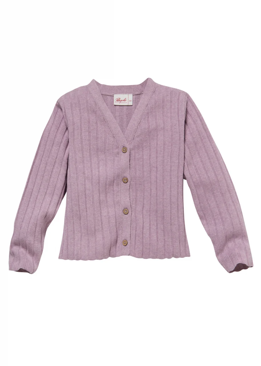 Lilac cardigan for girl in pure organic cotton