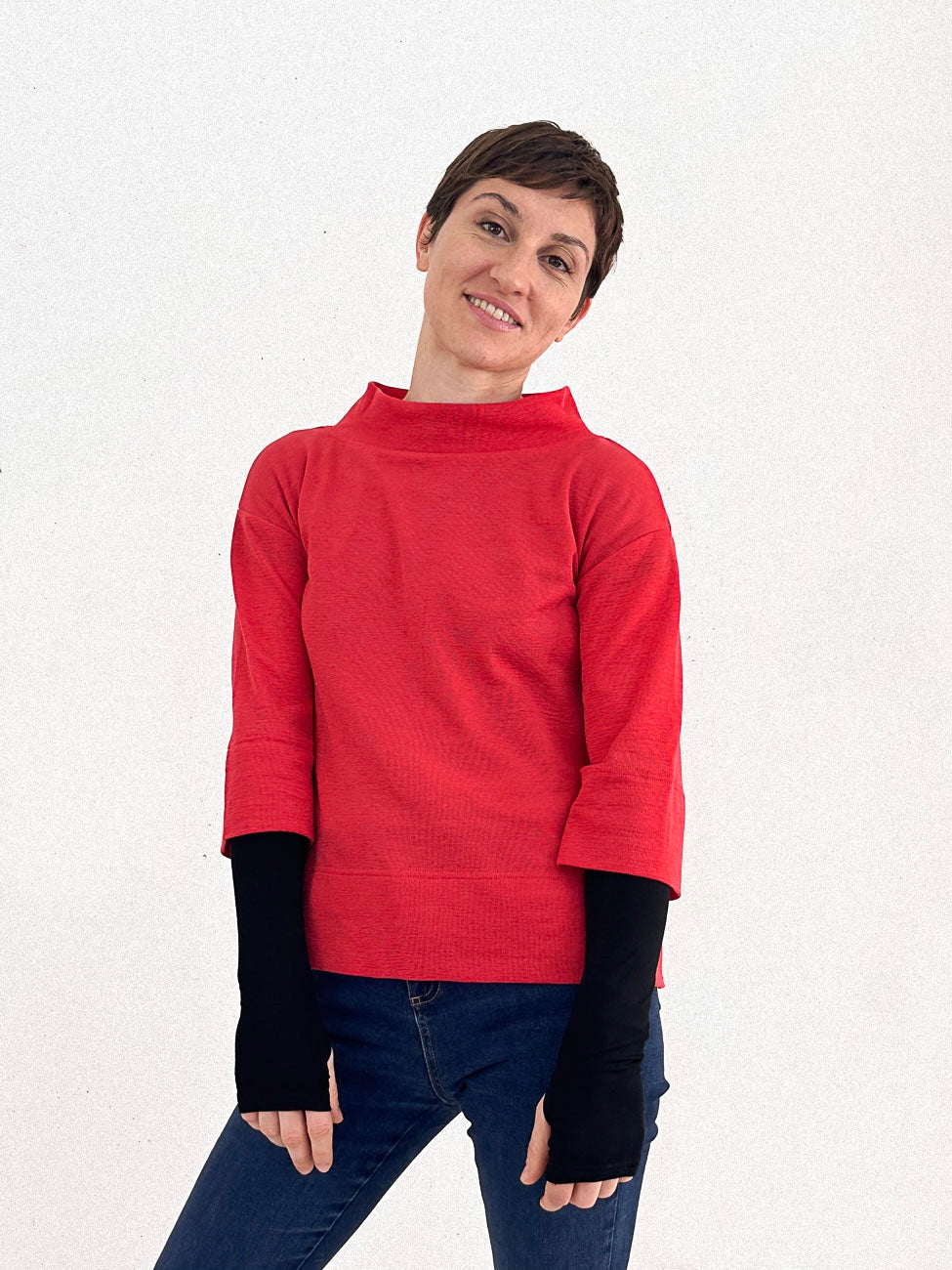 Maglione Maglie Maniche Tre Quarti Maglia Con Manica 3/4 Da Donna