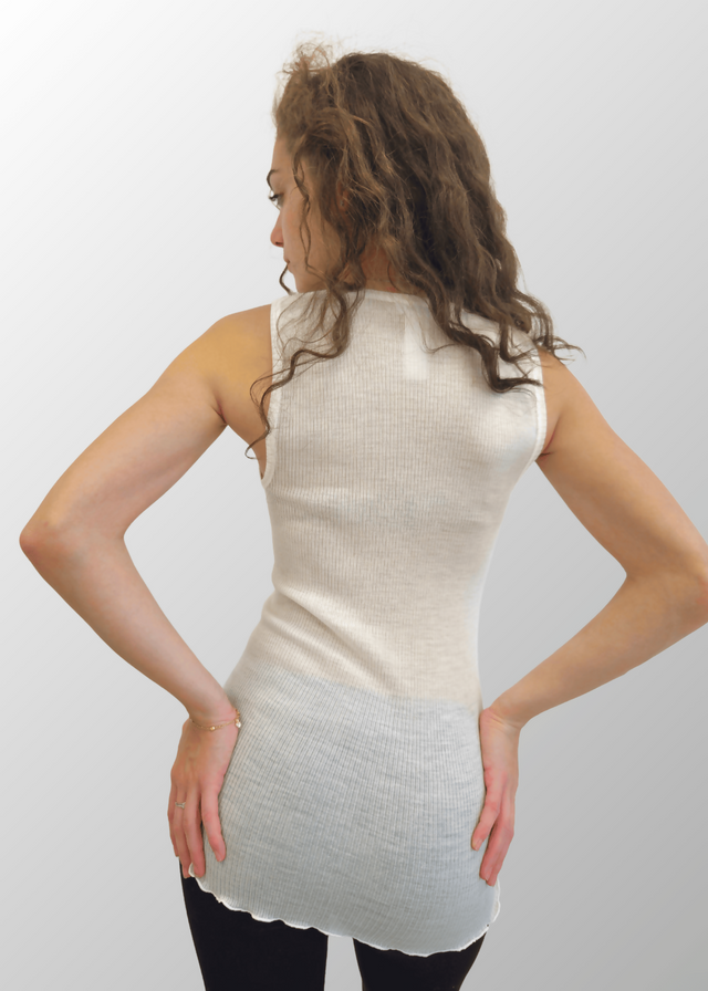 Eva wide shoulder tank top in pure wool 