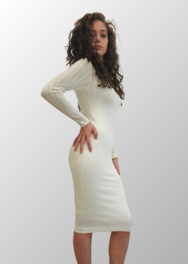 Abito lungo jacquard Teresa in Lana Seta