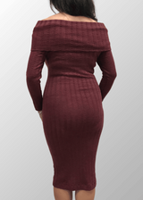 Abito lungo jacquard scollo a scialle Antonella in Lana Seta