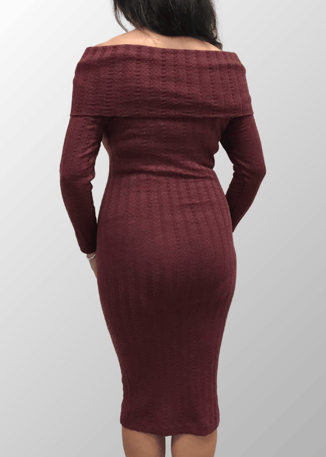 Abito lungo jacquard scollo a scialle Antonella in Lana Seta