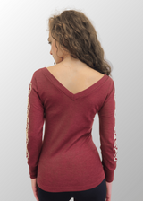 Gabriella Wool Silk Floral Sleeve Sweater 