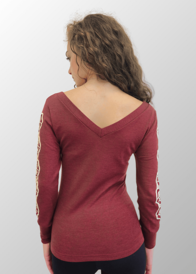 Gabriella Wool Silk Floral Sleeve Sweater 