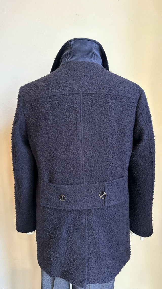 Cappotto doppiopetto Panno Casentino 100% lana Blu Zero
