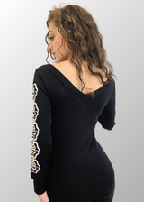 Gabriella Wool Silk Floral Sleeve Sweater 