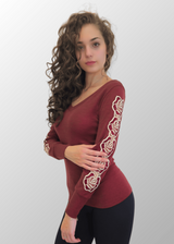 Gabriella Wool Silk Floral Sleeve Sweater 