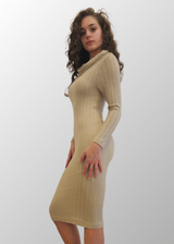 Abito lungo jacquard scollo a scialle Antonella in Lana Seta