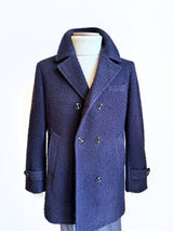 Cappotto doppiopetto Panno Casentino 100% lana Blu Zero