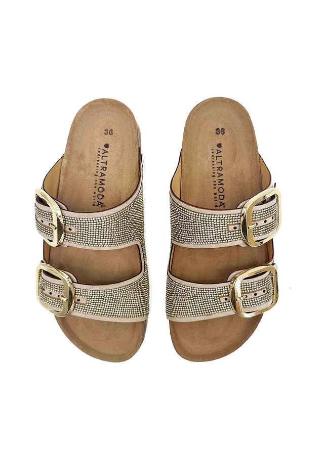 Ciabatte anatomiche Fusbett Strass da Donna in sughero e pelle