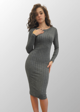 Abito lungo jacquard Teresa in Lana Seta