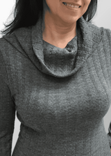 Abito lungo jacquard scollo a scialle Antonella in Lana Seta