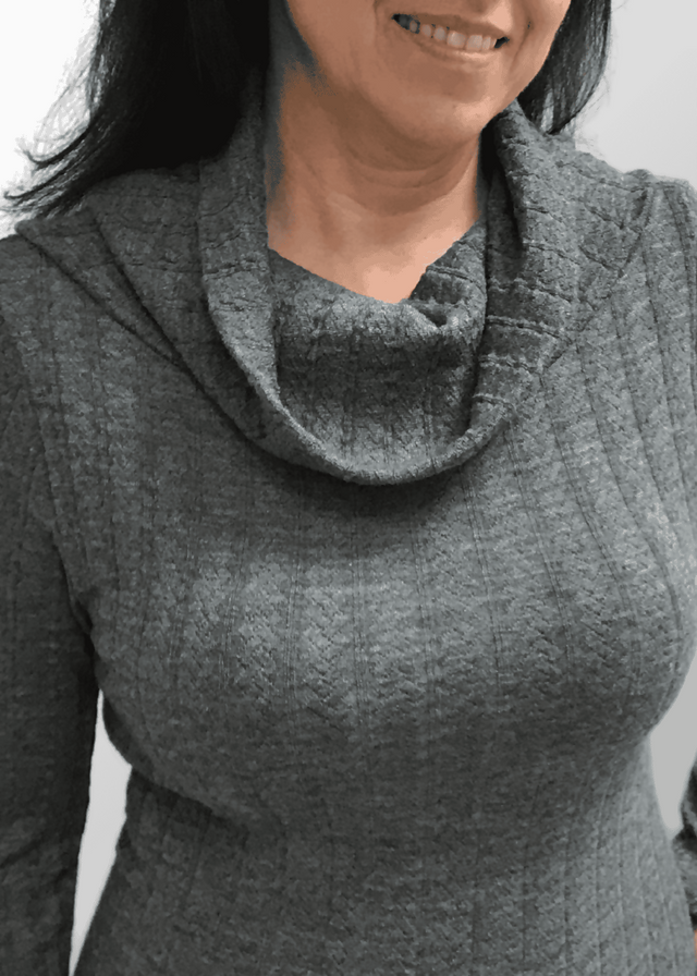 Abito lungo jacquard scollo a scialle Antonella in Lana Seta