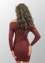 Abito corto jacquard scollo a scialle Fernanda in Lana Seta