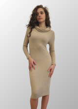 Abito lungo jacquard scollo a scialle Antonella in Lana Seta