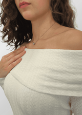 Abito lungo jacquard scollo a scialle Antonella in Lana Seta