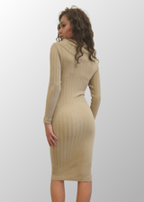 Abito lungo jacquard scollo a scialle Antonella in Lana Seta