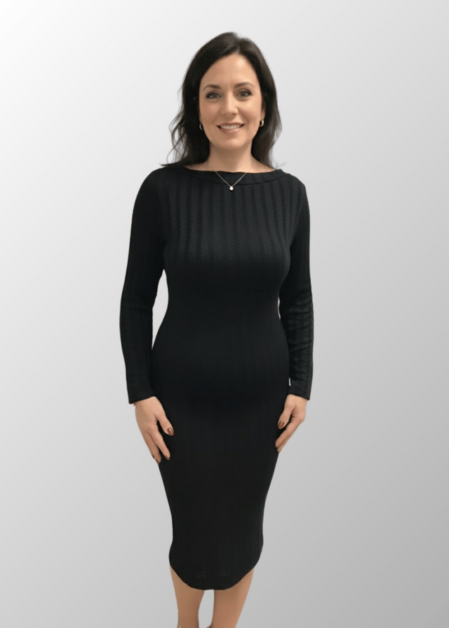 Abito lungo jacquard Teresa in Lana Seta