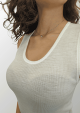 Eva wide shoulder tank top in pure wool 