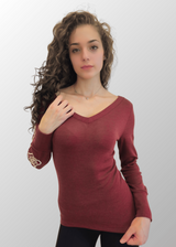 Gabriella Wool Silk Floral Sleeve Sweater 