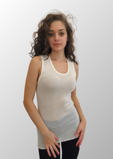 Eva wide shoulder tank top in pure wool 