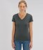 T-shirt donna Evoker collo a V in puro cotone biologico - Grigio antracite