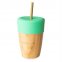 Bicchiere con cannuccia in legno di Bamboo e Silicone - Verde