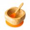Ciotola con ventosa + cucchiaio in legno di Bamboo e Silicone - Arancione
