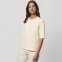 T-shirt boxy Fringer da donna in cotone biologico pesante - Bianco Naturale