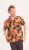 Man shirt WAVE palm print in 100% Organic Linen - Pumpkin