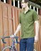 Camicia Fil a quadrettini da uomo in canapa e cotone biologico - Verde Melange