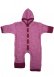 Tuta overall per neonati in pile di lana e cotone biologico - Rosso Melange