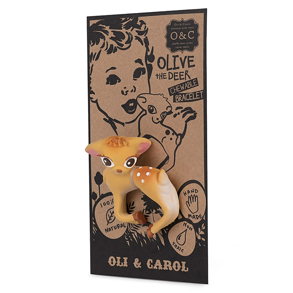 Braccialetto da dentizione Olive il Cerbiatto in caucciù naturale_50648