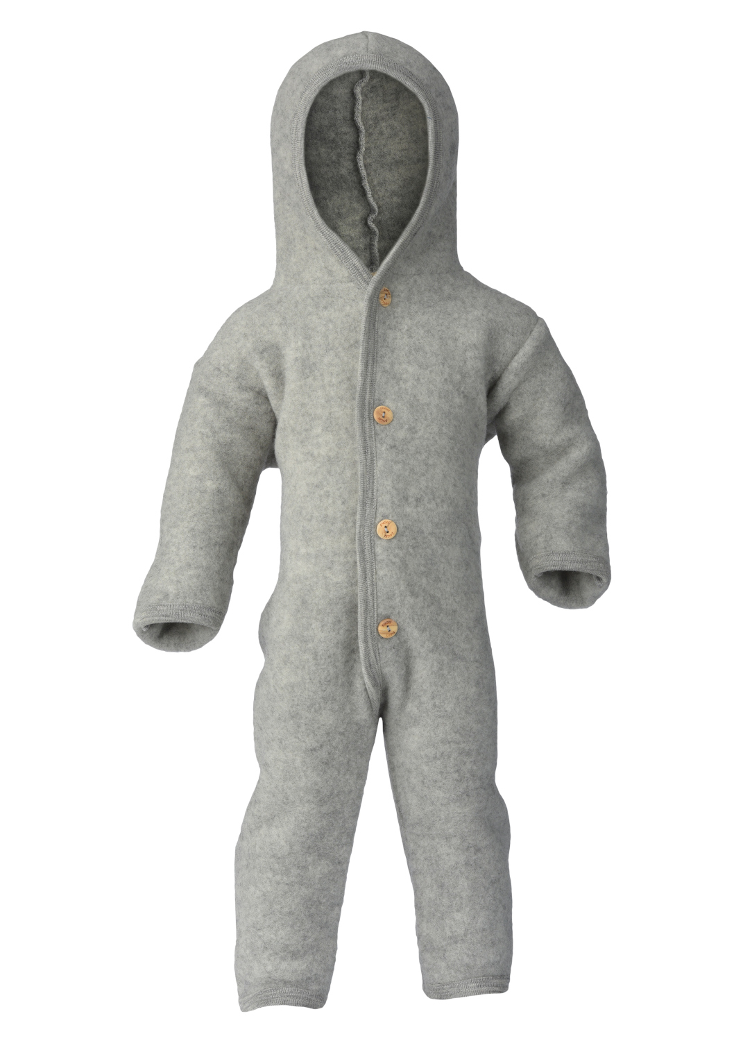 Baby hooded overall in organic wool - Gray