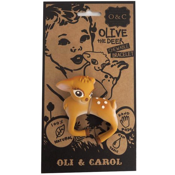 Braccialetto da dentizione Olive il Cerbiatto in caucciù naturale