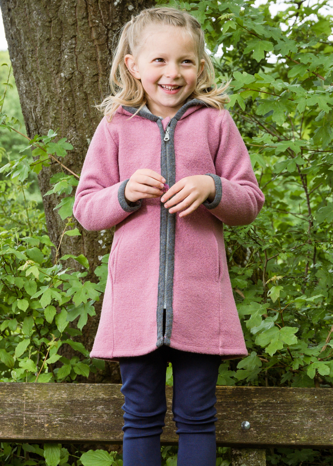 Cappotto Marlene rosa per bambine in lana cotta biologica