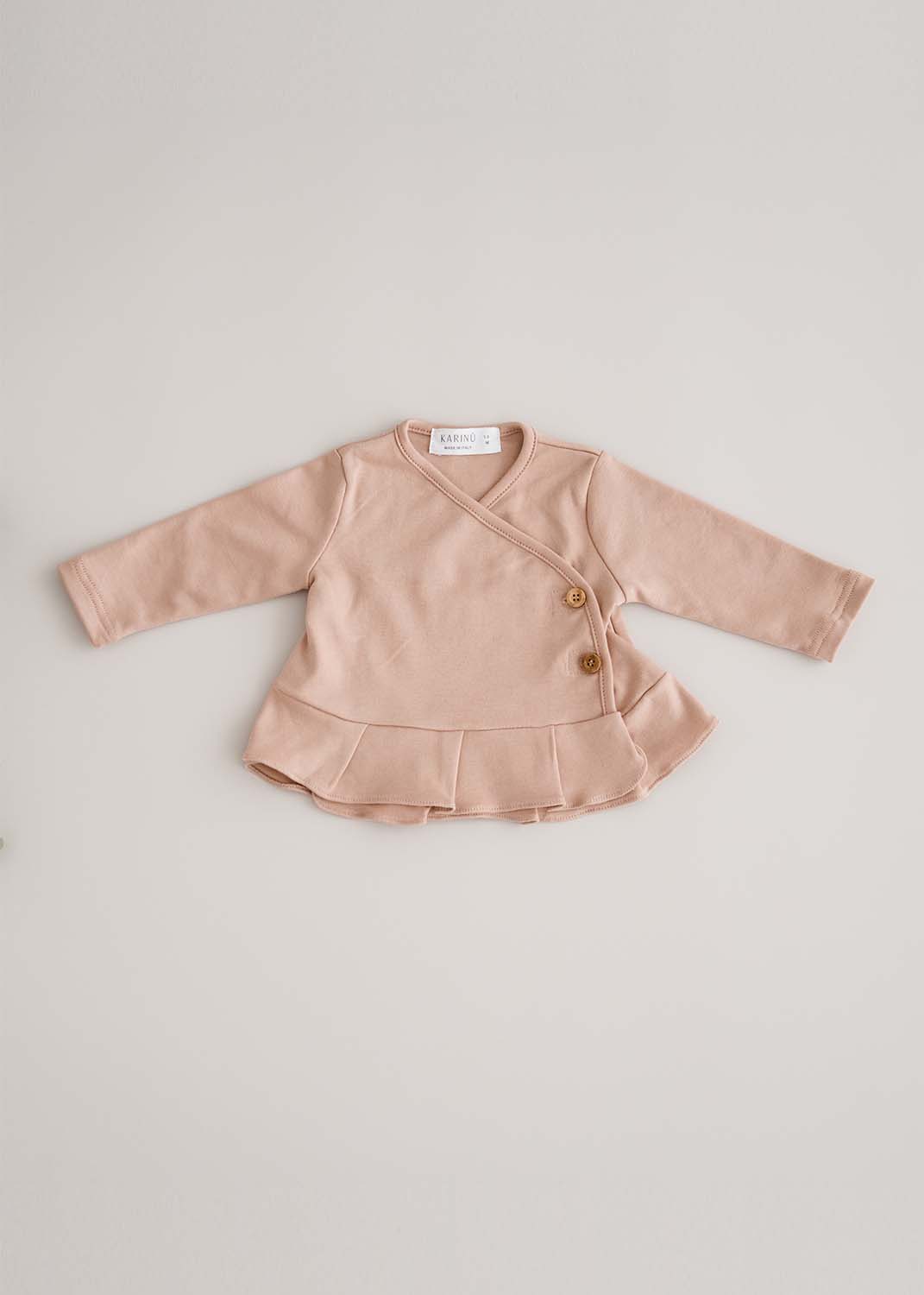 Kimono shirt for babies in very soft organic PIMA cotton - Pink