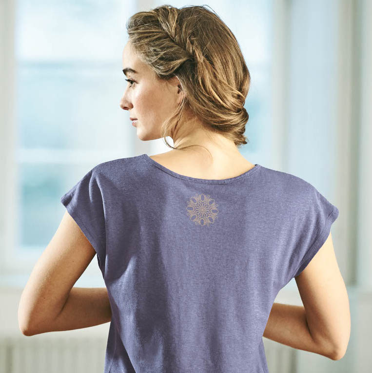 Maglietta Yoga con arricciatura in vita in canapa e cotone bio