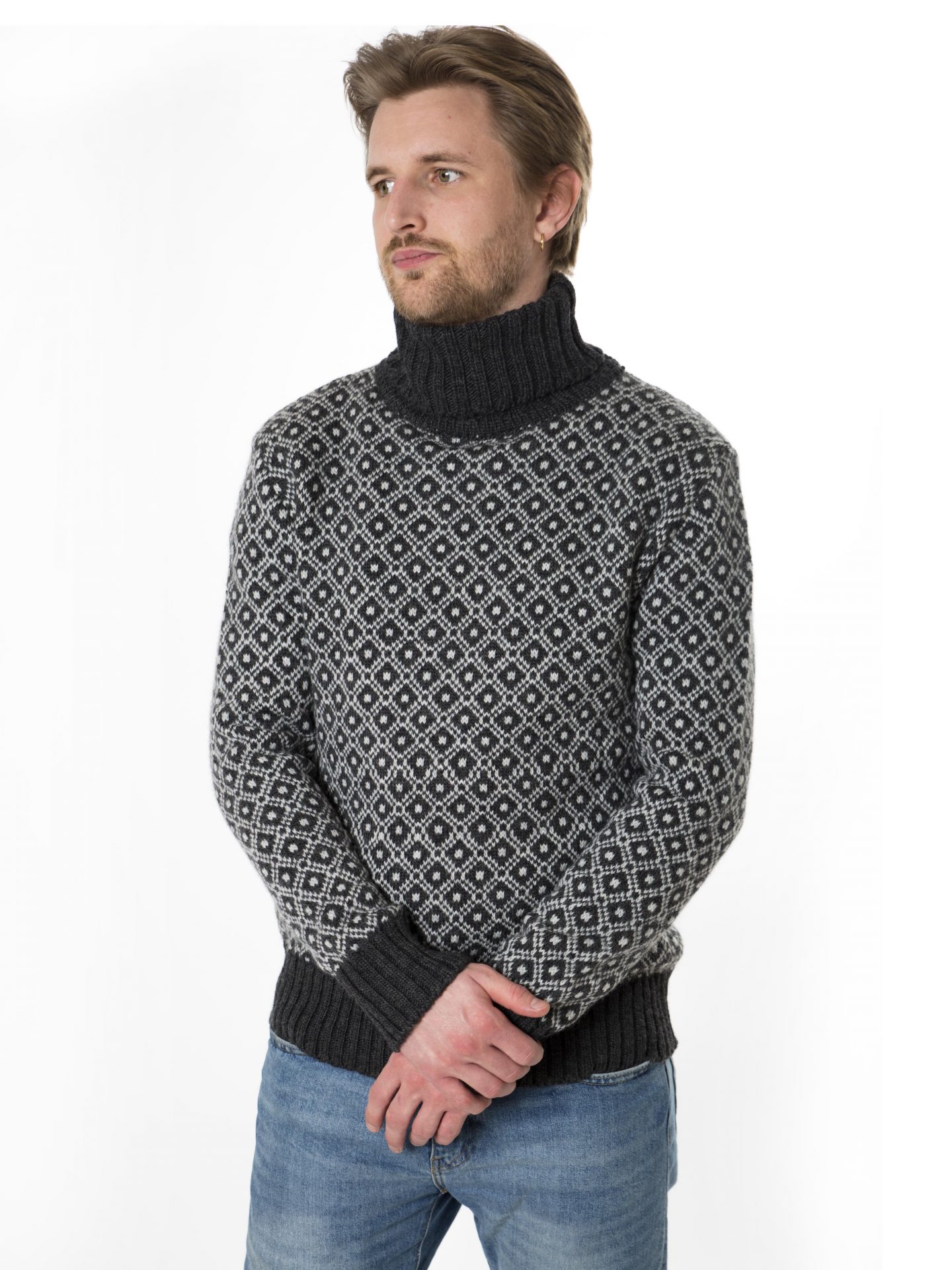Maglione LEO dolcevita stile scandinavo da uomo in pura lana merino