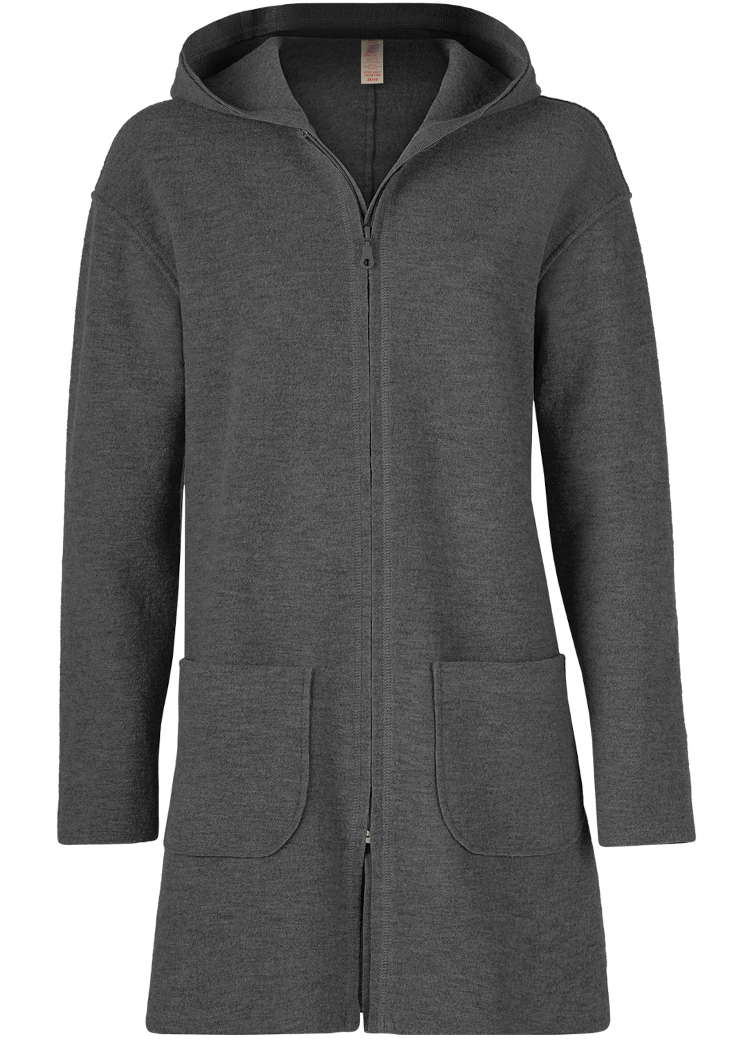 Woman coat in 100% organic boiled wool - Gray melange