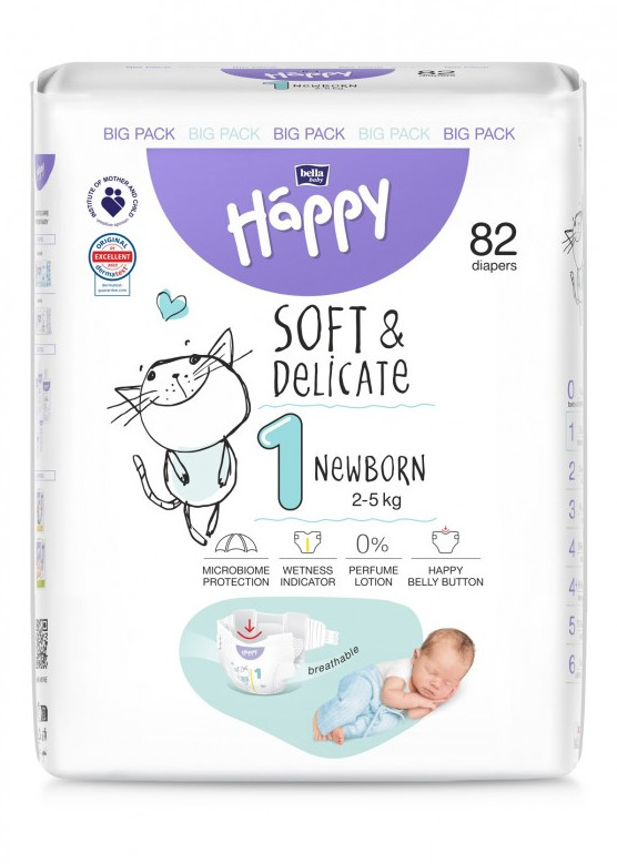Pannolini Happy BellaBaby - 1 Newborn 2/5kg 82 pezzi