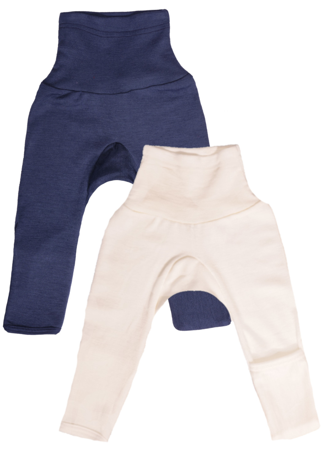 Pantaloni copripiede per neonati in lana biologica e seta