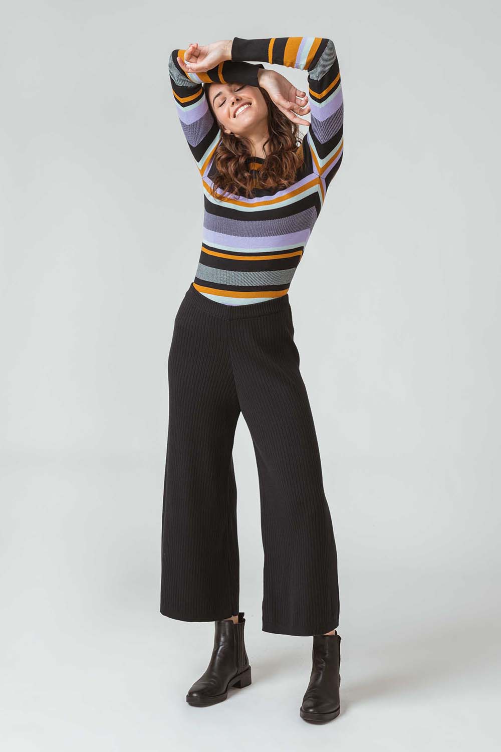 Pantaloni GAI neri da donna a maglia in puro Cotone Biologico Fairtrade