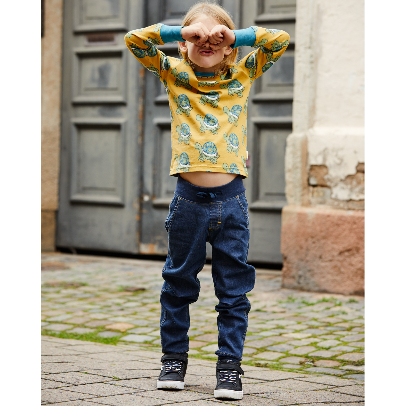 Pantaloni Jogger Denim per bambino in cotone biologico