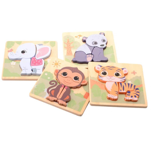Puzzle animali selvaggi in legno per bimbi piccoli